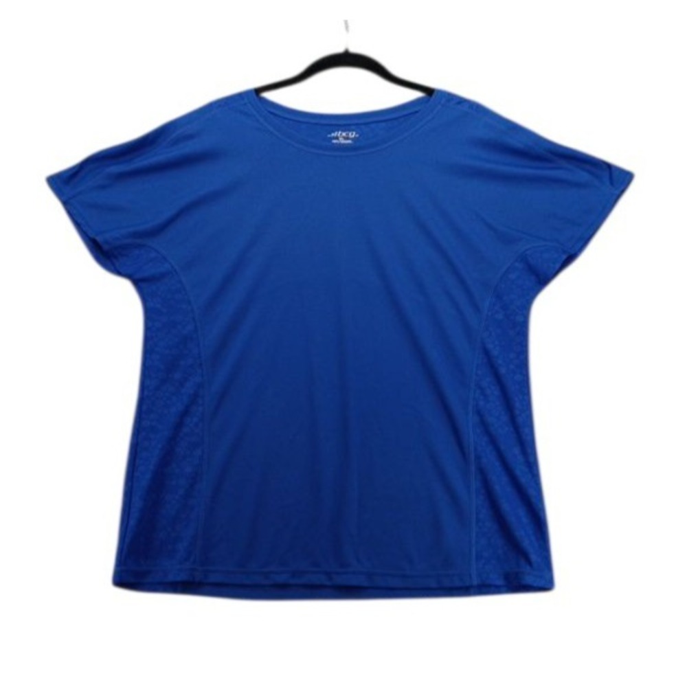 BCG Womens Athletic Blue Short Sleeve Shirt Top Size XL Active Wear Tshirt